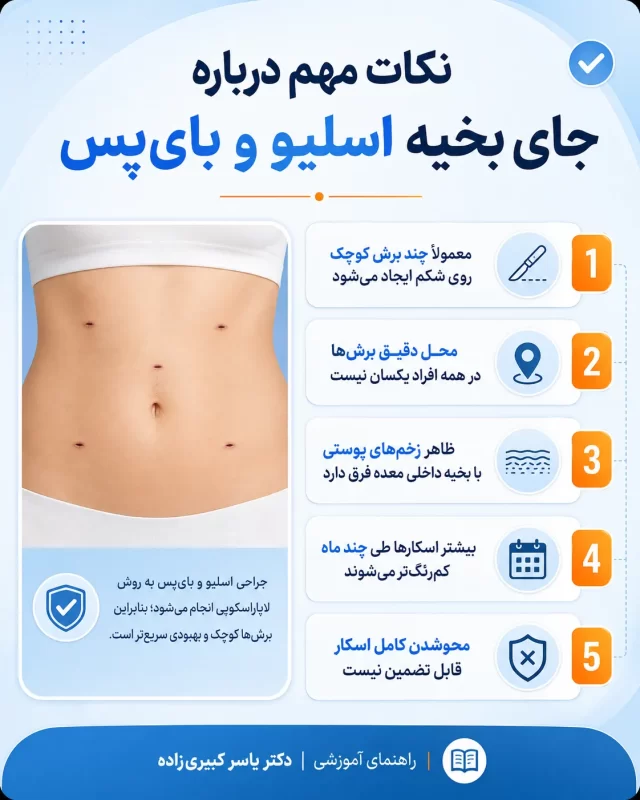 جای عمل اسلیو معده 1 جای زخم و بخیه بعد از اسلیو و بایپس معده